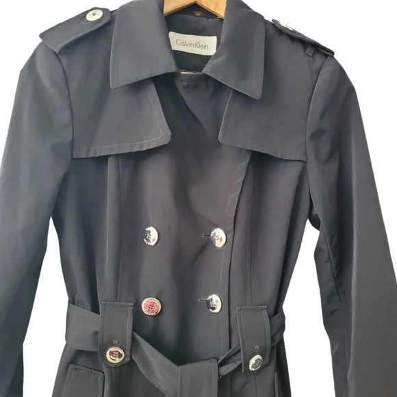 𝅺double Breasted Tie Waist Trench Coat Size XS | S - Picture 5 of 12